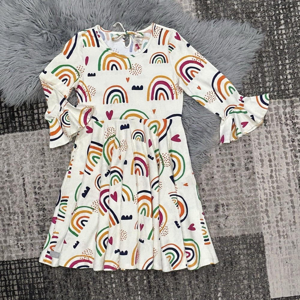 Eleanor Rose Rainbow Styled Ribbed Long Sleeve Dress Size 16 EUC